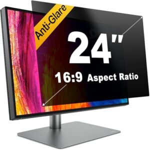 "Enhance your computer experience with TOPrivaTech's 24 Inch Privacy Screen, featuring 5-pack anti-glare and blue light filters for eye care. Perfect for desktop monitors."