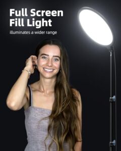 "Boost your content creation with the Weilisi 10.5 inch ring light, featuring a 69 inch tripod stand and phone holder kit for full screen zoom lighting ideal for video recording and makeup applications."