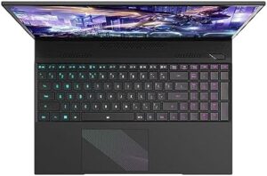 Experience ultra-fast gaming and productivity with the Gigabyte Aorus 16 laptop, featuring a 240Hz QHD+ display, NVIDIA GeForce RTX 4070 GPU, Intel Core i7 processor, 16GB RAM, and 1TB SSD storage.