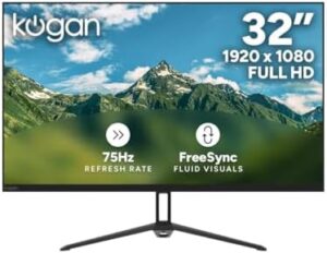 Enjoy crisp visuals with the Kogan 32" Full HD IPS 75Hz FreeSync Monitor, featuring 1920x1080 resolution and 3ms response time. Perfect for gaming and everyday use.
