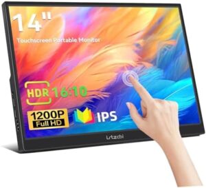 Discover a portable monitor revolutionizing your workflow! Lrtzcbi's 14" HDR touchscreen features 1920x1200P, 400cd/m² IPS display and built-in speakers for seamless laptop and phone connectivity. Perfect for gaming or work on-the-go!