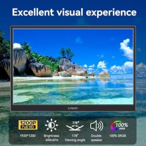 Discover a portable monitor revolutionizing your workflow! Lrtzcbi's 14" HDR touchscreen features 1920x1200P, 400cd/m² IPS display and built-in speakers for seamless laptop and phone connectivity. Perfect for gaming or work on-the-go!