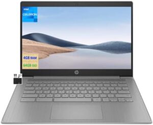 Boost your productivity with the HP 2023 Chromebook Laptop, featuring a 14'' HD display, quad-core Intel processor, 4GB RAM, and long-lasting battery life. Perfect for students and businesses alike!