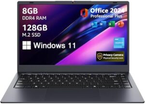 Upgrade your productivity with the RIANIFEL Laptop Computer featuring a 14.1 inch HD display, 8GB RAM, and 128GB SSD, perfect for everyday tasks. Enjoy enhanced performance with N5095 Quad Core Processor and seamless connectivity via 2.4G/5G Hz WiFi & BT.
