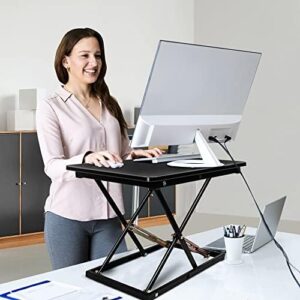 "Elevate your workspace with the STANDNEE Standing Desk Converter. Adjustable height, supports 300 lbs and features a fully assembled monitor/laptop riser workstation, perfect for comfortable working."