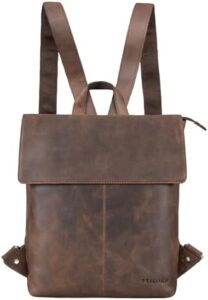 Discover the STILORD 'Charlie' Vintage Leather Backpack, a genuine leather daypack perfect for men and women. Holds 13.3" laptops with plenty of space for daily essentials.