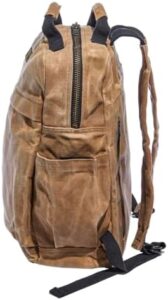 Durable rugged backpack for men and women with laptop sleeve, perfect for travel, school, work, or daily use. With durable waxed canvas construction and multiple compartments for organization. Save up to 20% on this versatile tan backpack.