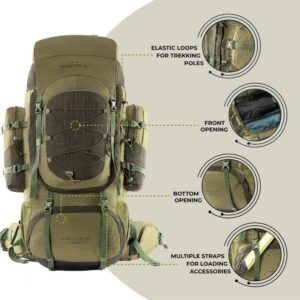Explore adventure with the Tripole Walker Pro internal frame rucksack, featuring a front opening laptop sleeve, water repellent rain cover, and durable design for travel and trekking enthusiasts.