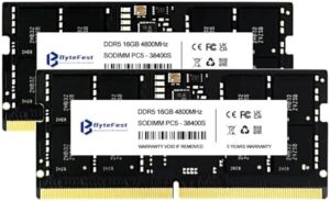 Boost your laptop's performance with ByteFest DDR5 RAM, featuring 32GB of fast 4800MHz memory and low latency CL40. Perfect for gaming and demanding applications!