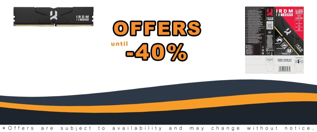 Goodram DDR5 Memory Module IRDM 2x16GB KIT 6400MHz CL32 SR DIMM Black V Silver Internal PC Desktop Laptop Gaming Graphics Editing Memory Expansion
