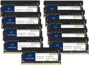 Upgrade your laptop's memory with the Timetec 80GB KIT, featuring 10x 8GB DDR4 RAM modules for improved performance. Boost multitasking and enjoy faster loading times.