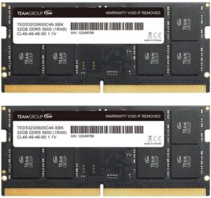 Here is the generated SEO meta description:

"Upgrade your laptop's memory with TEAMGROUP Elite SODIMM DDR5 64GB (2x32GB) 5600MHz, featuring fast speeds and reliable performance. Boost productivity and multitasking capabilities."