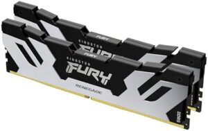 Up your gaming performance with Kingston's Fury Renegade 32GB (2x16GB) DDR5 RAM, featuring XMP 6800MT/s speeds and sleek silver/black design. Boost your gameplay with this fast and reliable memory upgrade.