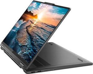 "Upgrade your mobile workforce with the Lenovo Yoga 7i 16 Inch 2-in-1 laptop. Boasting a WUXGA FHD touchscreen, 13th Gen Intel i7 processor, and ample storage, this grey device is perfect for professionals on-the-go."