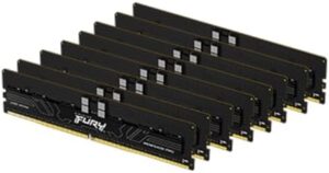 "Boost your PC performance with Kingston Fury Renegade Pro PnP 128GB DDR5 ECC memory, perfect for overclocking and gaming. Experience lightning-fast speeds, reliability, and advanced features in a kit of 8 DIMMs."