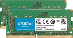"Upgrade your laptop's performance with Crucial's 64GB Kit (32GBx2) DDR4 memory, featuring 2666 MT/S and CL19 speeds. Perfect for heavy users."