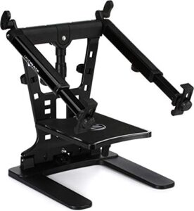 Elevate your DJ experience with the Ultimate Support Hyperstation QR, a sturdy desktop stand for laptops & DJs. With 5/8” thread mountability and quick-release mechanism, this Hyper Series stand ensures seamless performances.