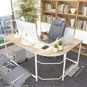 Elevate your home office setup with this L-Shaped Corner Computer Desk featuring a spacious surface and adjustable foot pads. Perfect for bedroom or study room use, dimensions 125x55x70 cm, CPU stand included.
