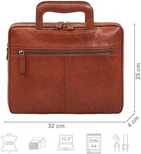 Here is the generated SEO meta description:

"Elevate your laptop storage with this premium STILORD 'Connell' Leather Laptoptasche featuring a 13" design, A4 tablet and document holder, perfect for busy professionals seeking vintage style and durability."