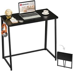 Here is the optimized meta description:

"Transform your home office with the WOHOMO Folding Computer Desk, a space-saving and easy-to-assemble workstation. Perfect for small spaces, this 31.5" laptop table features a black finish and folds flat for storage."