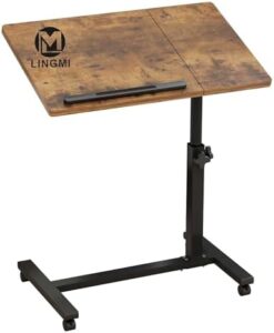 Here is the optimized SEO meta description:

"Transform your bedside experience with LINGMI's tilting laptop stand, featuring a height-adjustable tray and wheels for effortless mobility. Perfect for laptops and tablets, this compact desk provides the perfect study space anywhere."