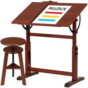 Elevate your creative space with the MEEDEN Wooden Drafting Table Stool, featuring a vintage design and adjustable height. Perfect for artists, designers, and writers, with a tiltable tabletop for comfortable working.