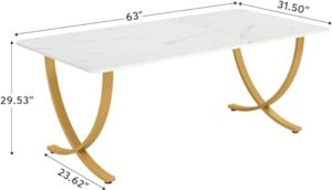 Here is the optimized SEO meta description:

Elevate your home office with Tribesigns' modern executive desk featuring a white and gold design, perfect for meetings or working from home, dimensions 160W x 80D cm.