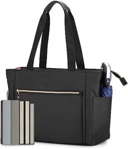 Teach on the go with CURMIO's spacious teacher tote bag, featuring a padded laptop sleeve and organized compartments for supplies. Perfect size for daily essentials.
