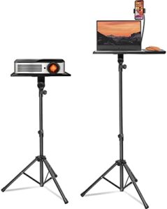 Elevate your presentations and projects with the SCREENSEAT Projector Stand Tripod, featuring an adjustable height of 23.4" to 48.3", mouse tray, and gooseneck phone holder for perfect office, home, or outdoor use.