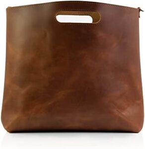 Discover the ENVOY Minimalist Tote Bag, a genuine leather handmade handbag perfect for laptops, books, and work. Stylish and spacious, it's a must-have accessory for women on-the-go!