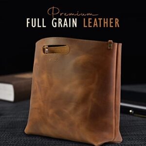 Discover the ENVOY Minimalist Tote Bag, a genuine leather handmade handbag perfect for laptops, books, and work. Stylish and spacious, it's a must-have accessory for women on-the-go!